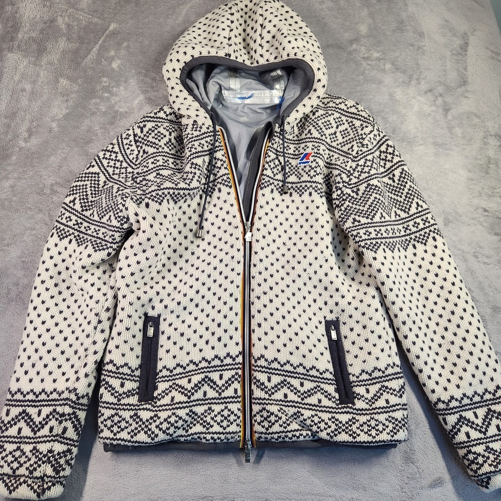 K Way Lily Wool Iceland Reversible Fair Isle Hooded Jacket Kway 5 Medium Small